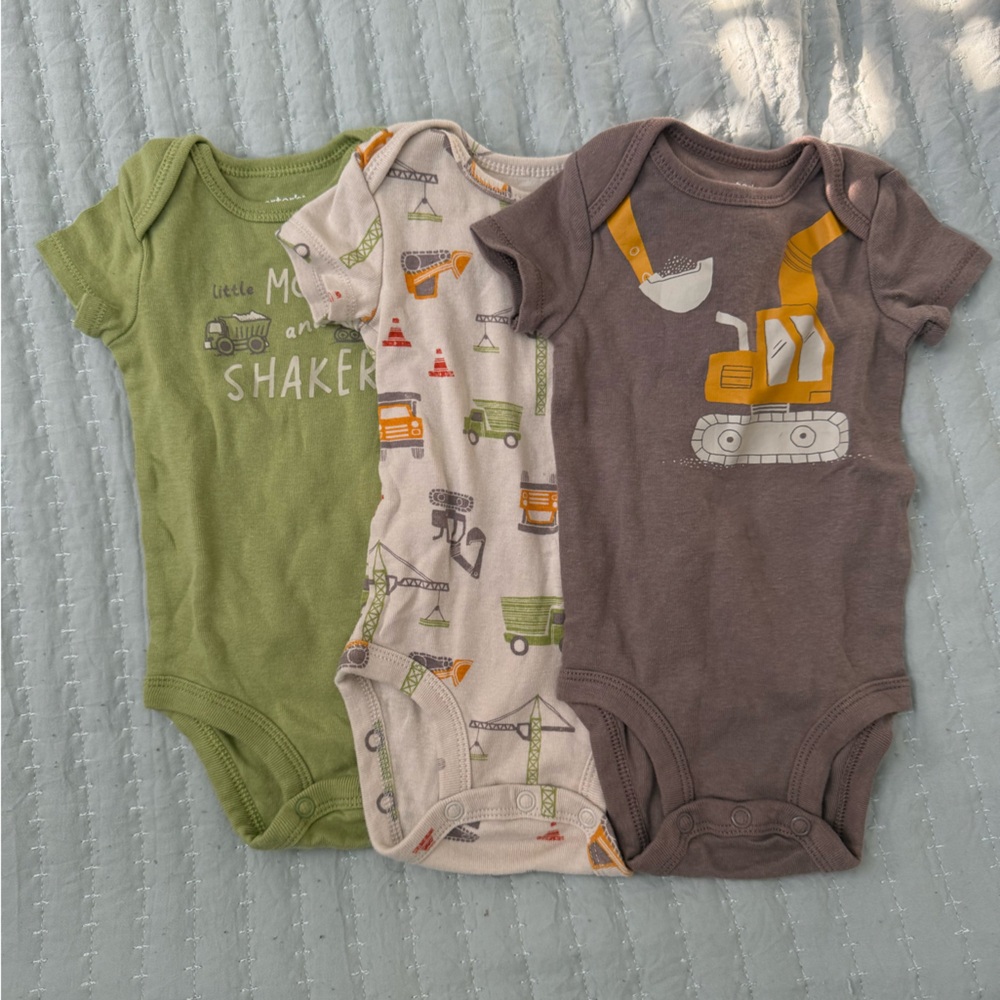 Carter's Green and Cream Bodysuit Set Soft Cotton One Pieces